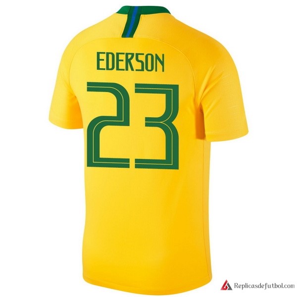 Camiseta Seleccion Brasil Primera equipación ederson 2018 Amarillo